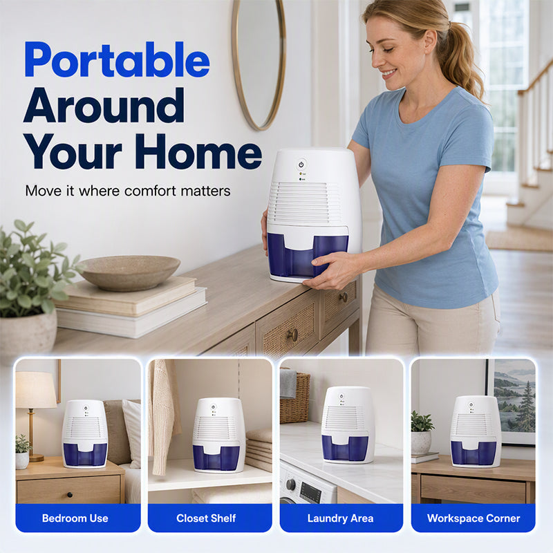 🌫️50% OFF NOW! Portable Mini Dehumidifier for Home‑ Quiet Compact Moisture Absorber, One‑Button Small Dehumidifier for Bedroom, Closet & RV Damp Removal