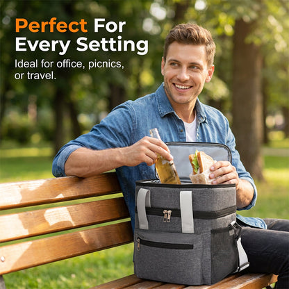 Double Layer Insulated Lunch Bag