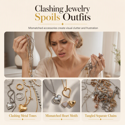 ✨ Gold Plated Heart Shaped Rhinestone Jewelry 4-Piece Set – Necklace, Earrings, Bracelet & Ring – Brilliant Crystal Shimmer for Red-Carpet Elegance 💛