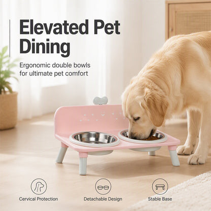 ⏳Time-Limited Special⏰🐾Elevated Double Pet Bowl Feeder | More Natural Feeding Posture For Pets✨