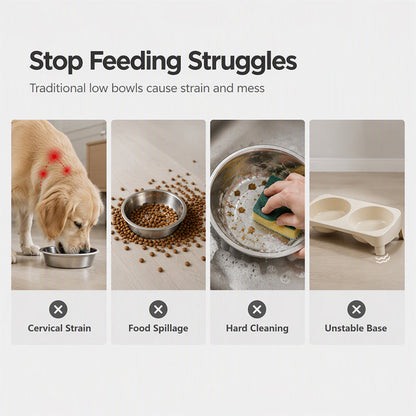 ⏳Time-Limited Special⏰🐾Elevated Double Pet Bowl Feeder | More Natural Feeding Posture For Pets✨