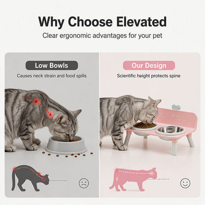 ⏳Time-Limited Special⏰🐾Elevated Double Pet Bowl Feeder | More Natural Feeding Posture For Pets✨