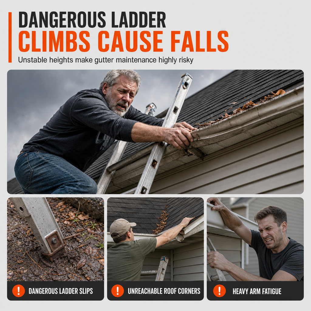 ✨ No-Climb Gutter Cleaning Tool
