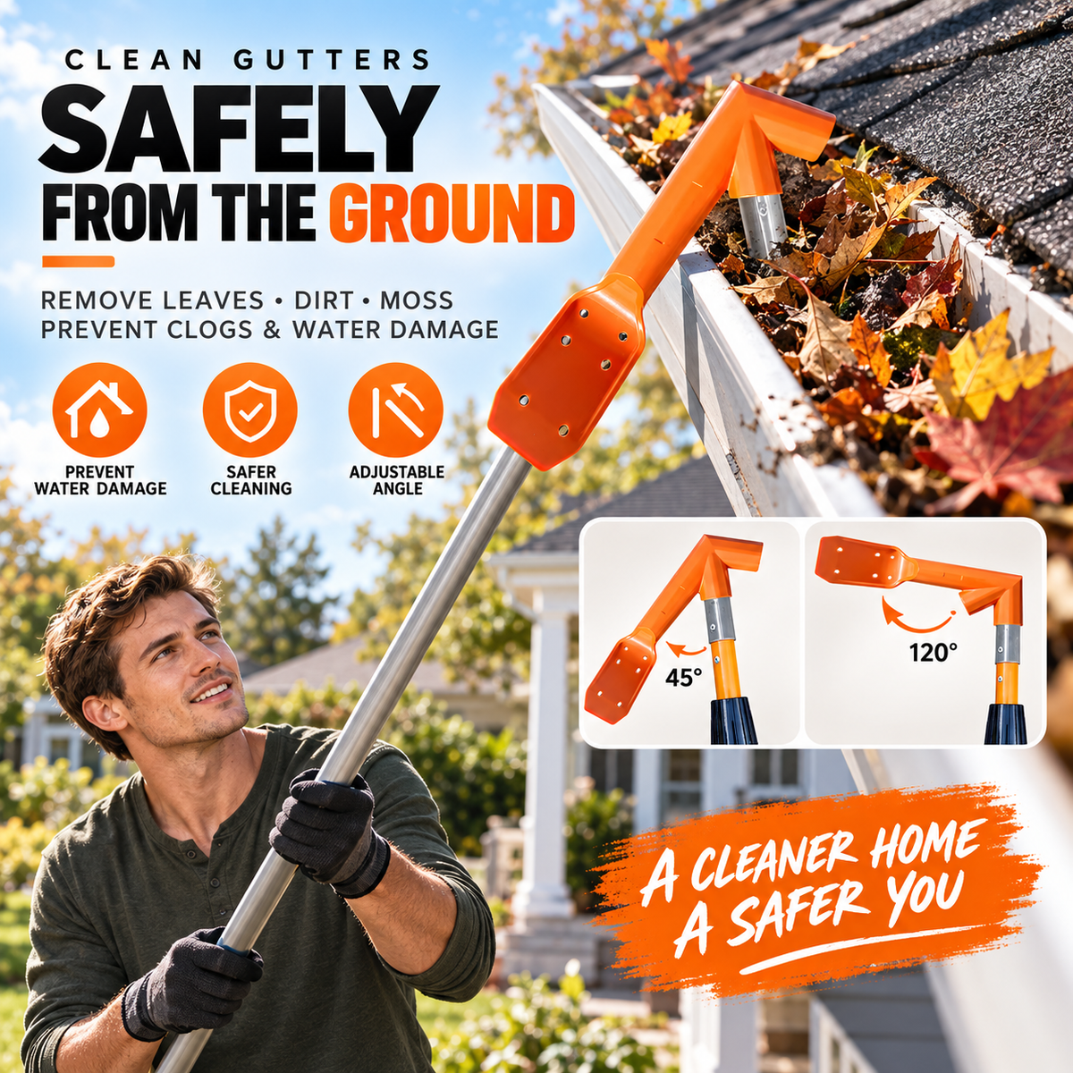 ✨ No-Climb Gutter Cleaning Tool
