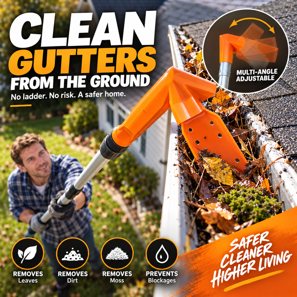 ✨ No-Climb Gutter Cleaning Tool