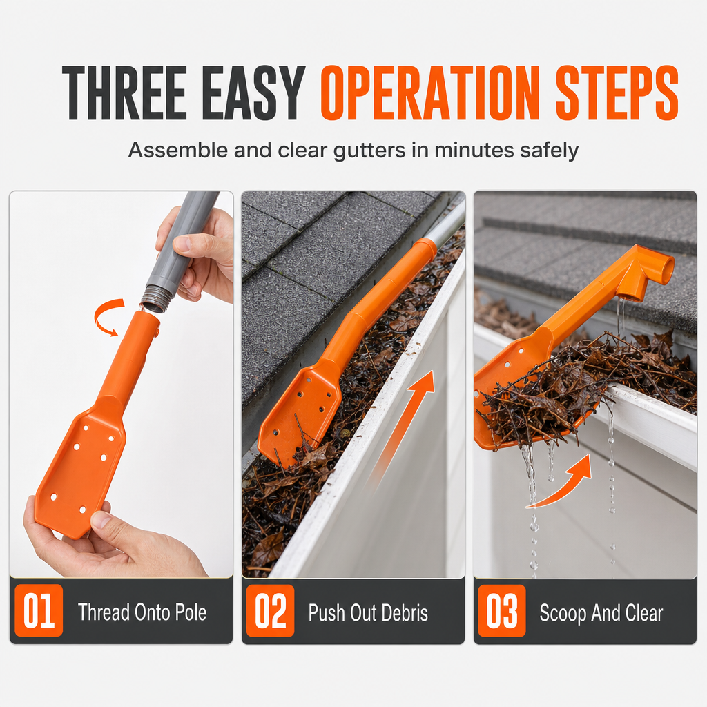 ✨ No-Climb Gutter Cleaning Tool