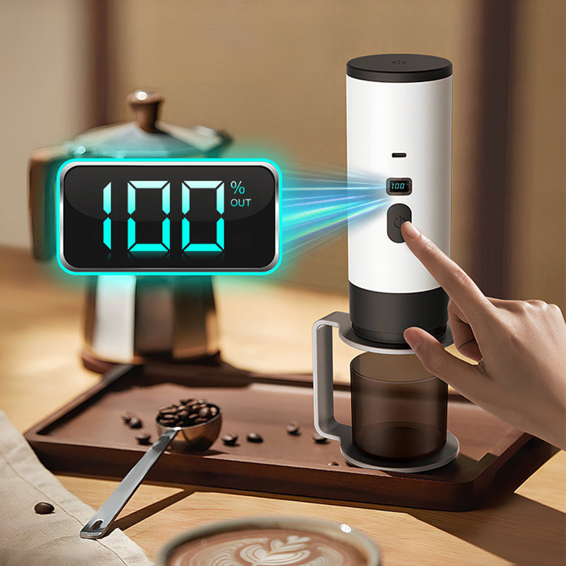 ⏳Time-Limited Special⏰ Portable Espresso Maker – digital display, Type-C rechargeable, 90ml tank & 120ml cup. Enjoy fresh hot coffee anywhere! 🛡️💪