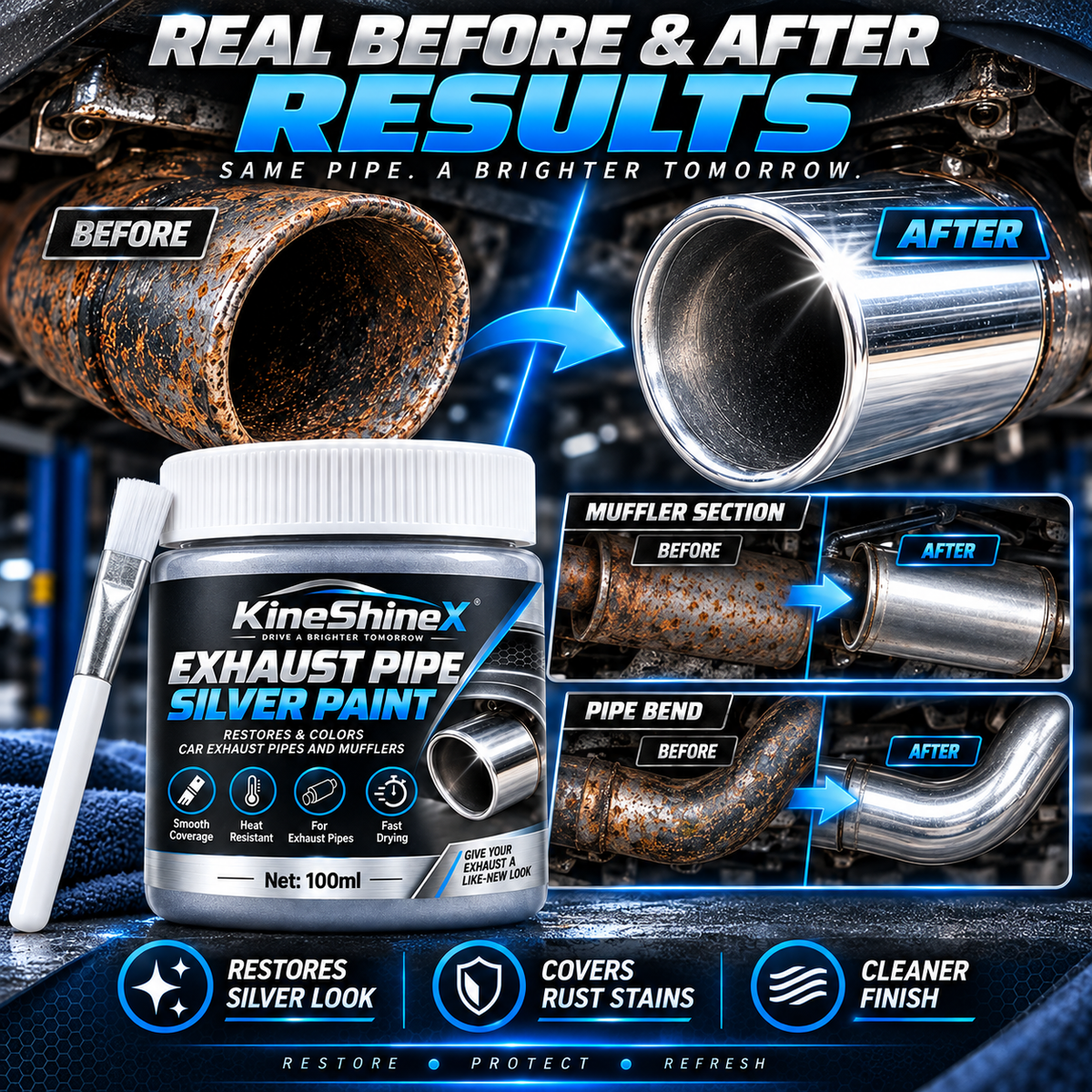 Exhaust Pipe Silver Restoration Paint