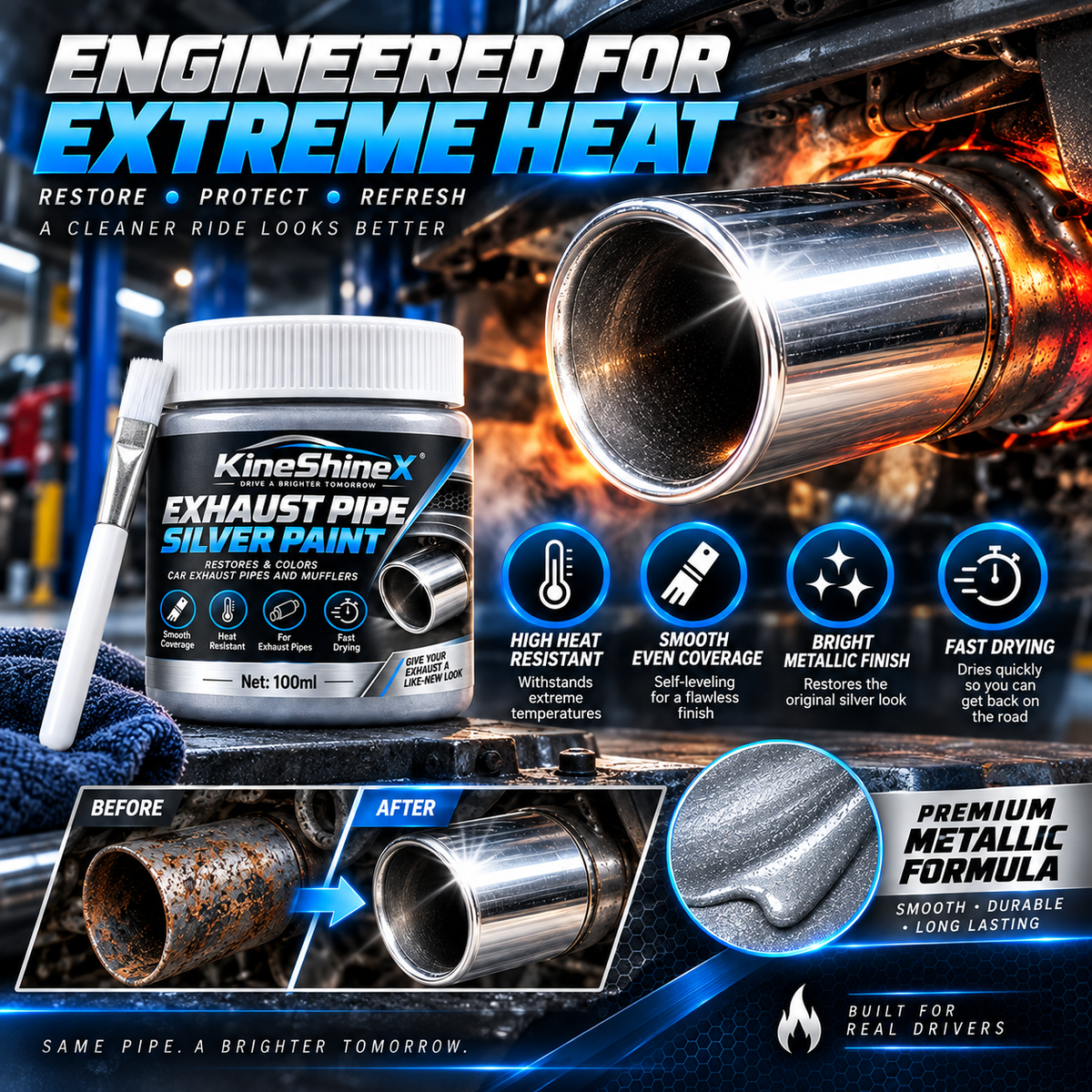Exhaust Pipe Silver Restoration Paint