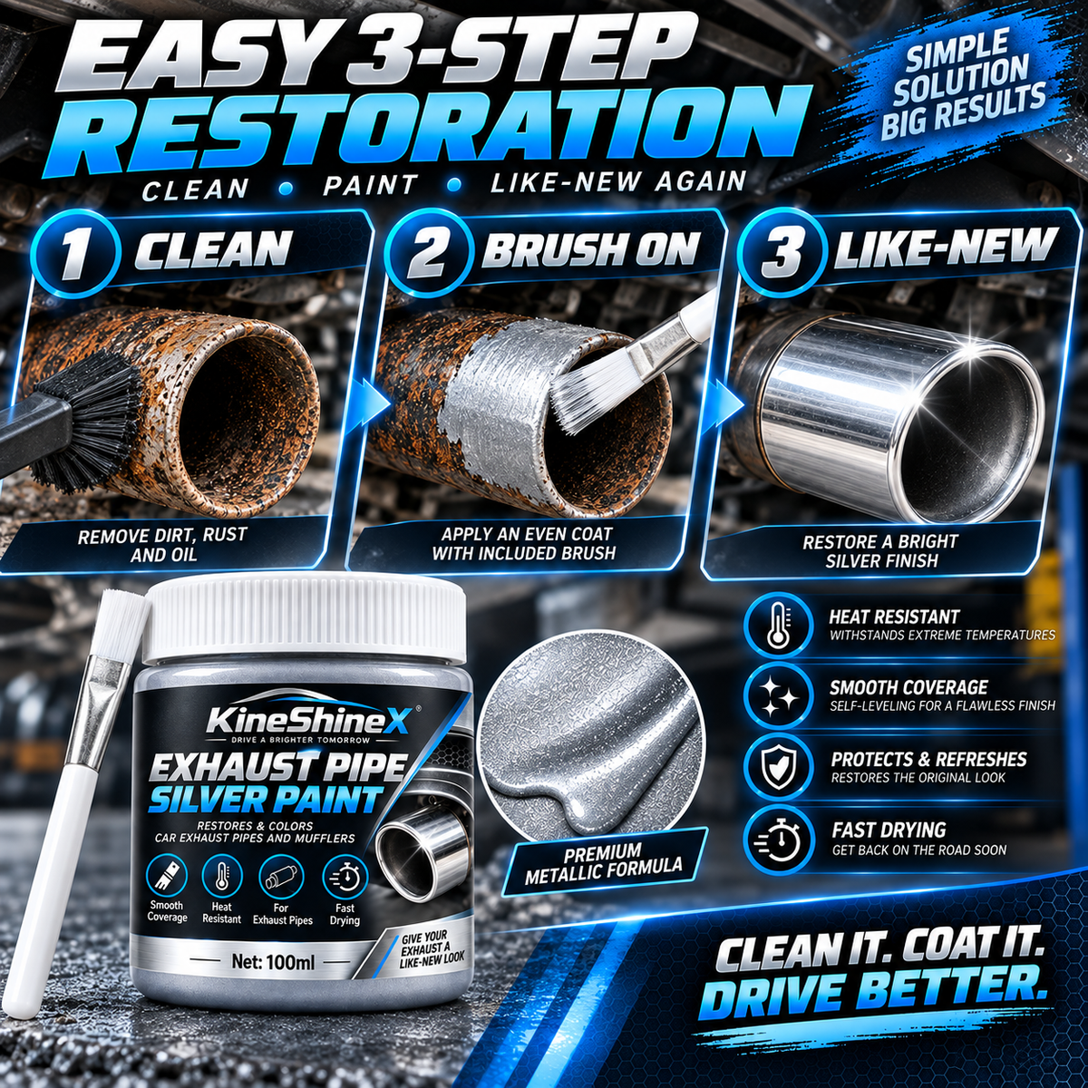 Exhaust Pipe Silver Restoration Paint