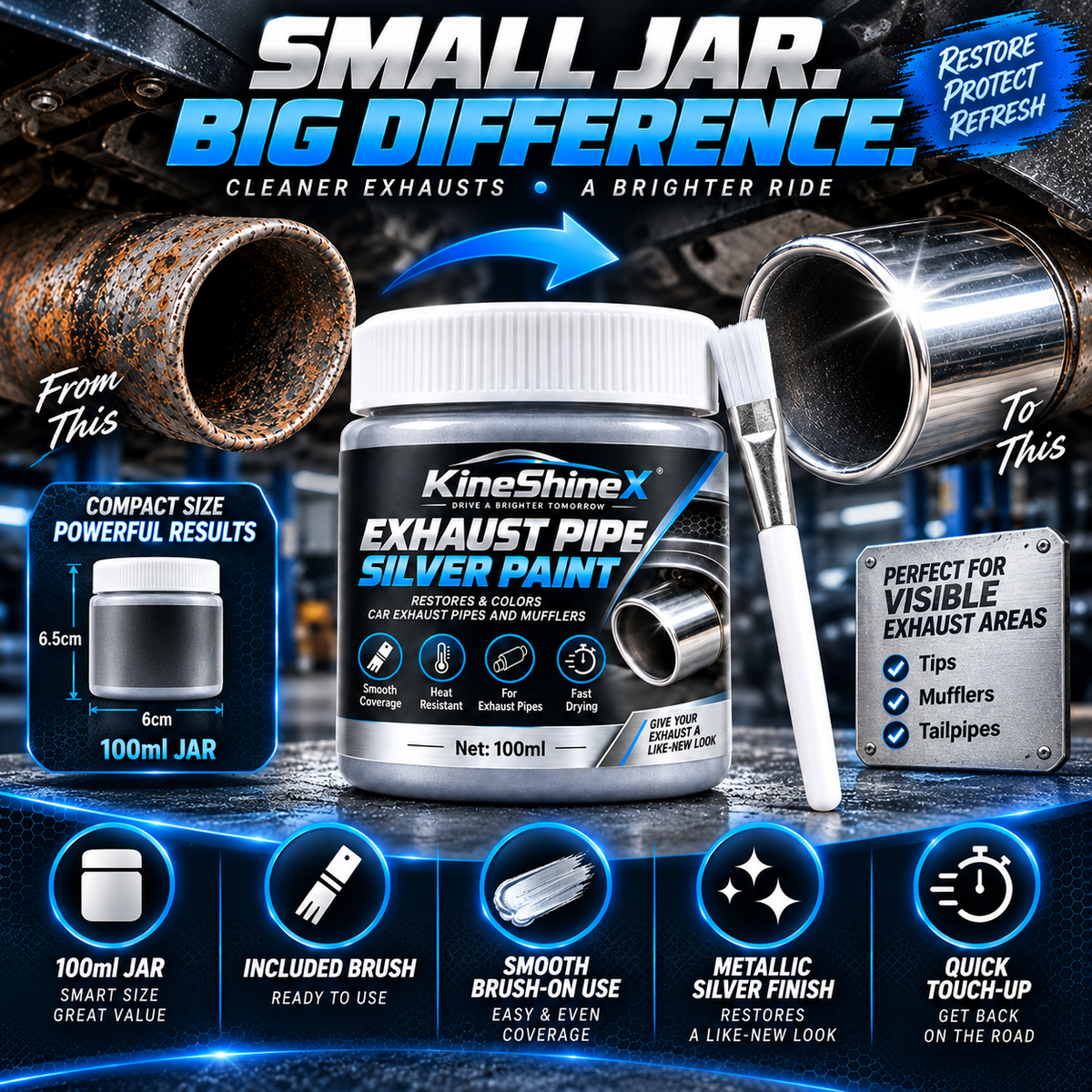 Exhaust Pipe Silver Restoration Paint