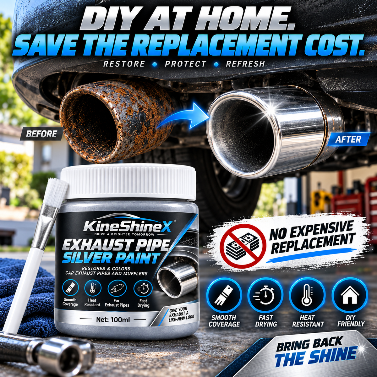 Exhaust Pipe Silver Restoration Paint