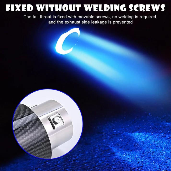 📢📢50% OFF !! ⏰ LED Exhaust Tip – Flame effect, carbon sleeve & universal fit 💨