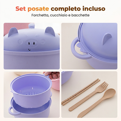 Creative, microwave-safe ramen bowl set