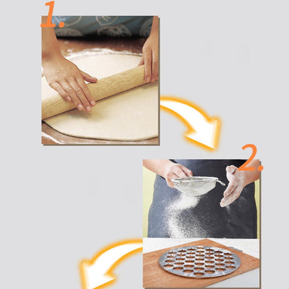 🥳2026 HOT SALE🥟🛡️ Aluminum Dumpling Mold – 37 clear cavities shape perfect dumplings without hand strain. Sturdy support prevents deformation – no more broken dumplings! 🍽️✅