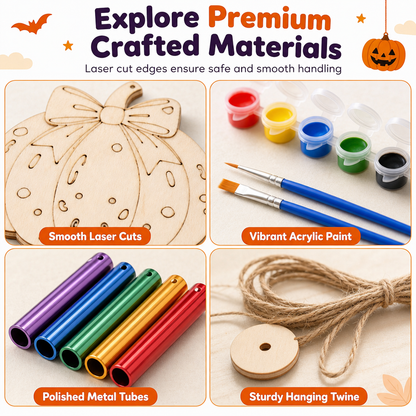 🎃 Halloween Wooden Pumpkin Craft Kit | DIY Wind Chime