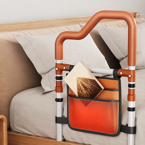 Adjustable Bed Assist Rail with Storage Pocket