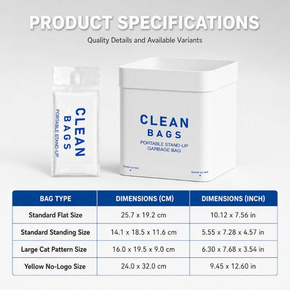 Thickened Self Standing Adhesive Car Trash Bags Flat Mouth Disposable Garbage Cleaning Bags for Vehicle Desk and Kitchen