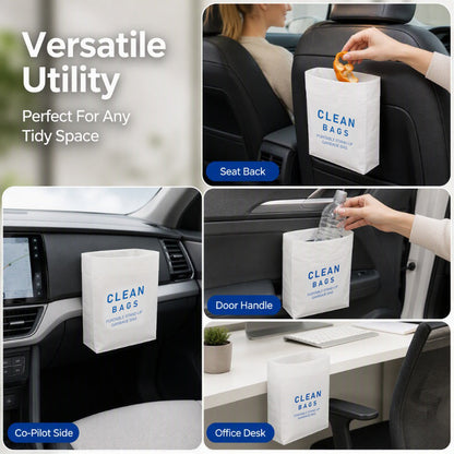 Thickened Self Standing Adhesive Car Trash Bags Flat Mouth Disposable Garbage Cleaning Bags for Vehicle Desk and Kitchen