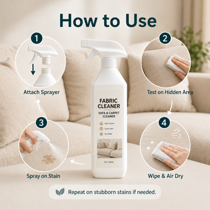 🧼 Waterless Fabric & Upholstery Cleaner Spray – Quick-Dry Stain & Dirt Cleaning Solution