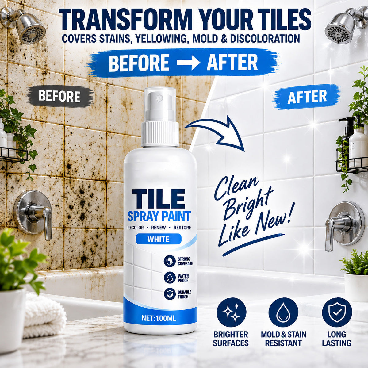 🔥2026 HOT SALE🎨Tile Renewal Spray Paint – Recolor & Refresh - 50% OFF!!!