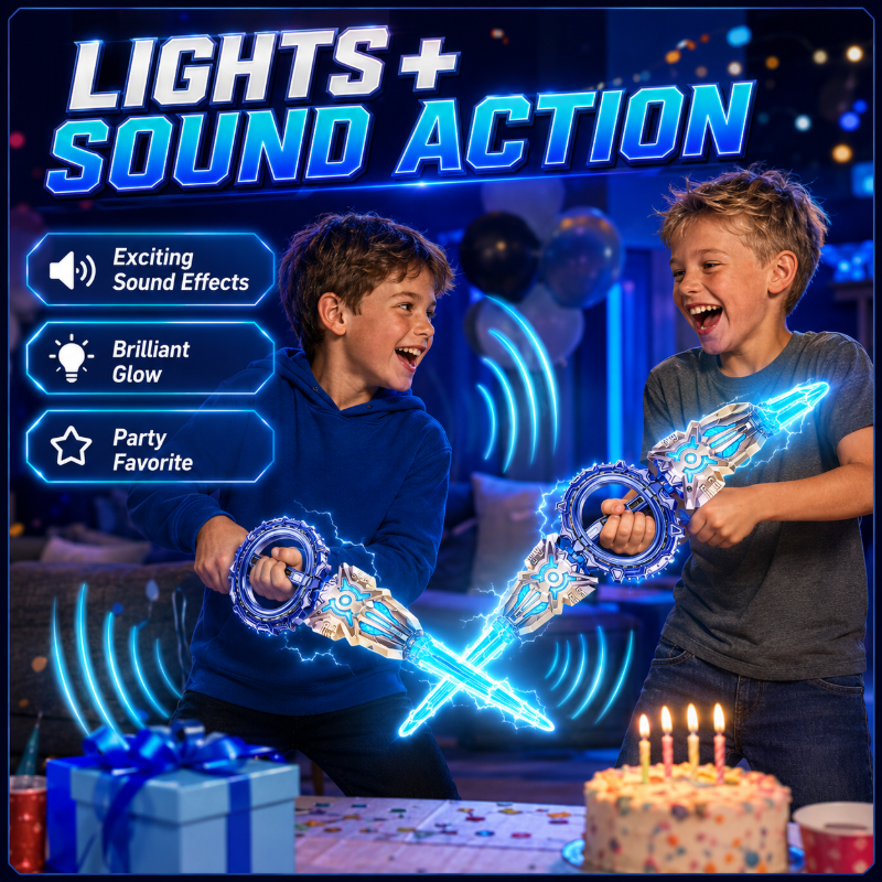 360° Spinning Double-Blade LED Sword | Rechargeable Light-Up Toy