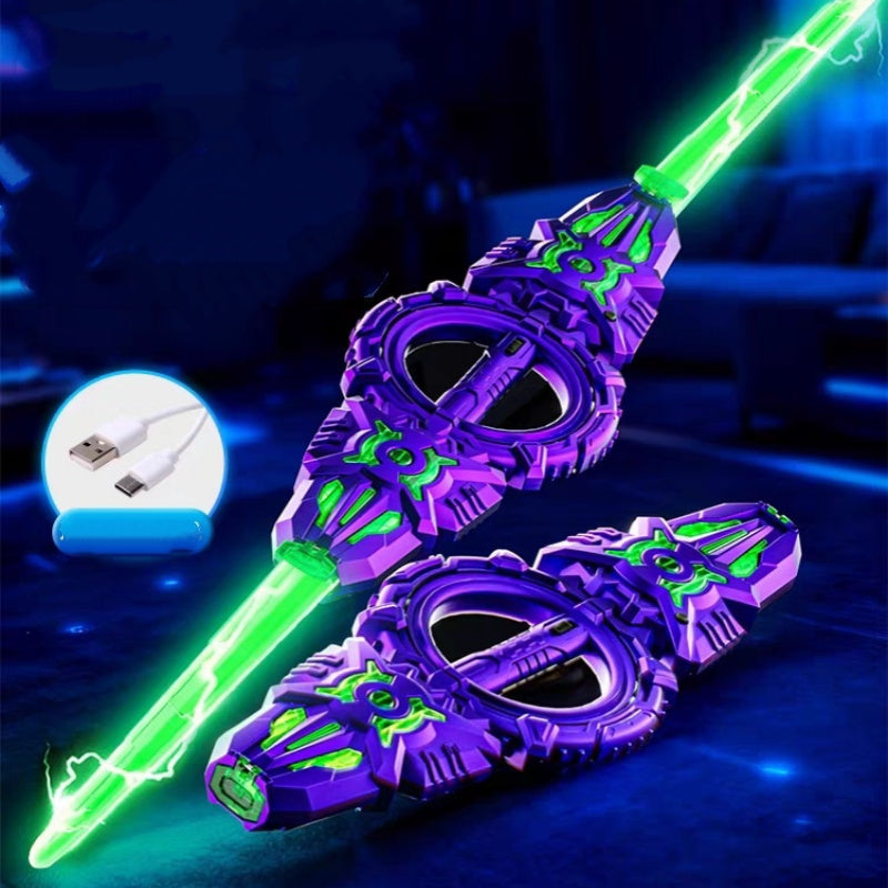360° Spinning Double-Blade LED Sword | Rechargeable Light-Up Toy