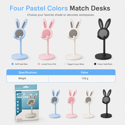🐰📱Cute Bunny Aesthetic Desktop Phone Stand |Weighted Base with Anti-Scratch Silicone Pads📏