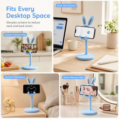 🐰📱Cute Bunny Aesthetic Desktop Phone Stand |Weighted Base with Anti-Scratch Silicone Pads📏