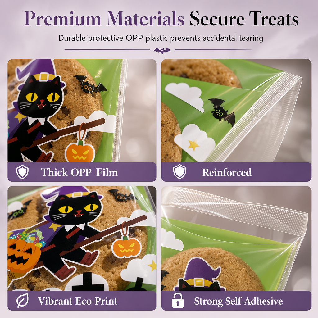 Halloween Self Adhesive Treat Bags for Cookies Packaging