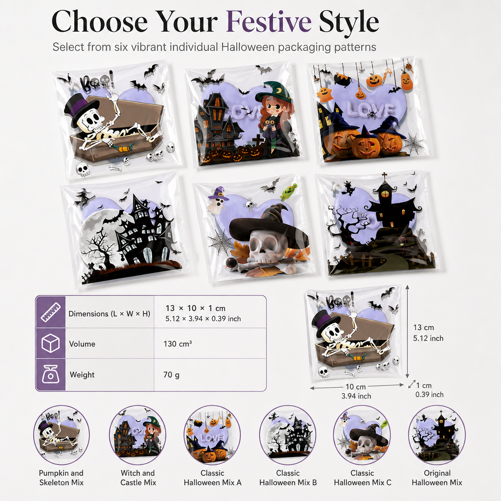 Halloween Self Adhesive Treat Bags for Cookies Packaging
