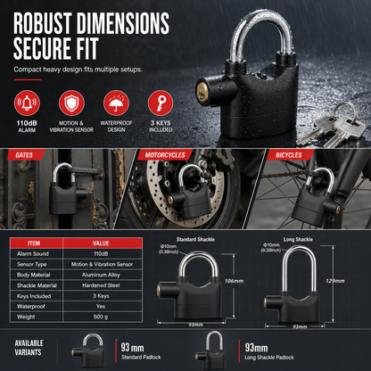Heavy-Duty Aluminum Alloy Alarm Padlock