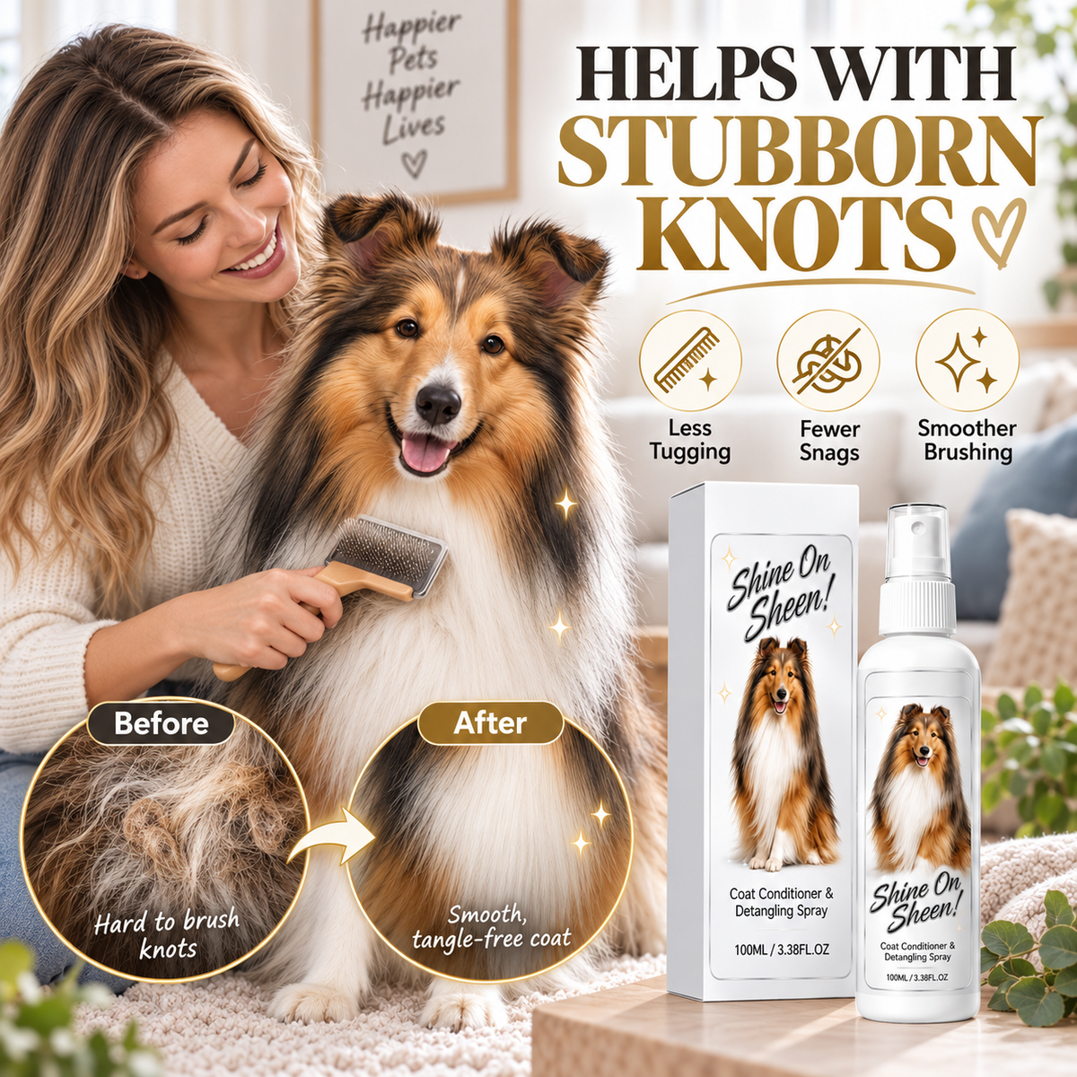🥳2026 HOT SALE🥳💞50K+ SOLD! 🐾✨ 50% OFF! Pet Detangling Spray – loosens stubborn knots, softens & shines coat. Wet/dry use, calming lavender scent. Stress-free grooming! 🛡️💚