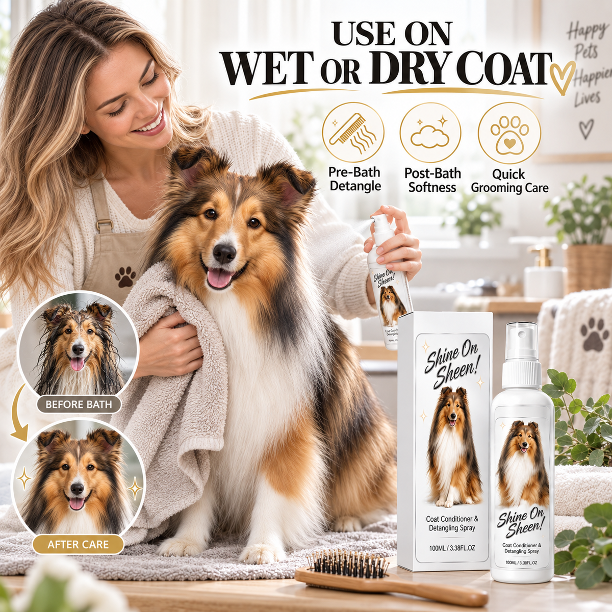 🥳2026 HOT SALE🥳💞50K+ SOLD! 🐾✨ 50% OFF! Pet Detangling Spray – loosens stubborn knots, softens & shines coat. Wet/dry use, calming lavender scent. Stress-free grooming! 🛡️💚