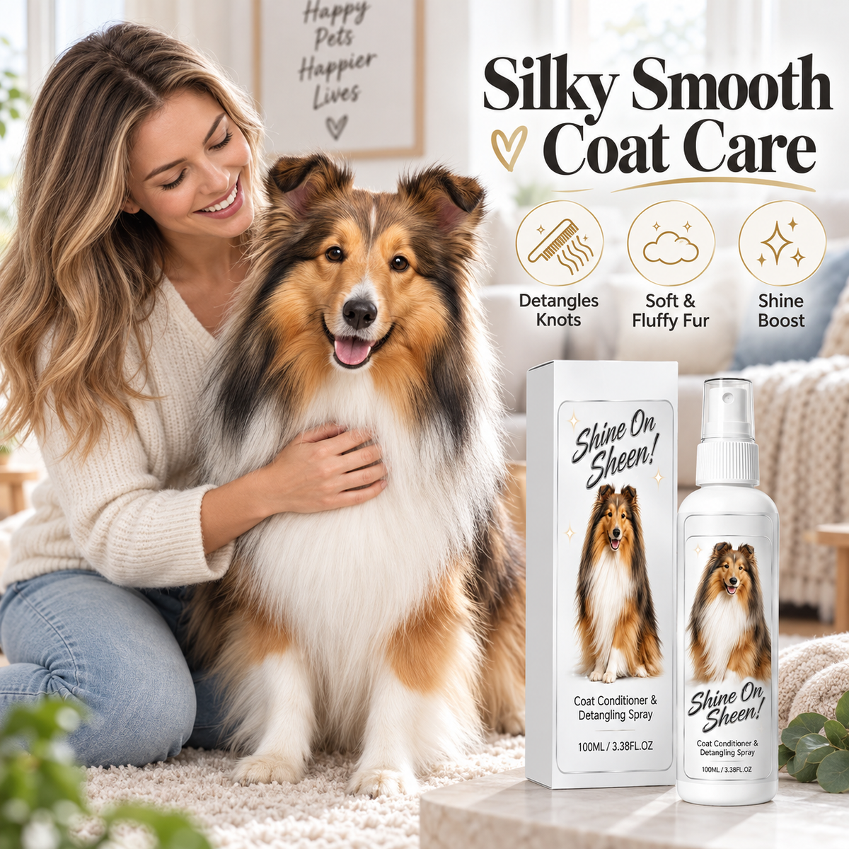 🥳2026 HOT SALE🥳💞50K+ SOLD! 🐾✨ 50% OFF! Pet Detangling Spray – loosens stubborn knots, softens & shines coat. Wet/dry use, calming lavender scent. Stress-free grooming! 🛡️💚