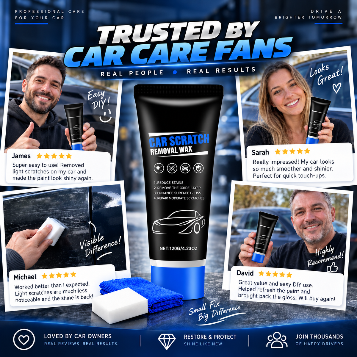 ⏳LAST DAY SALE £7.99✨🚗Premium Car Scratch Removal Polish Wax