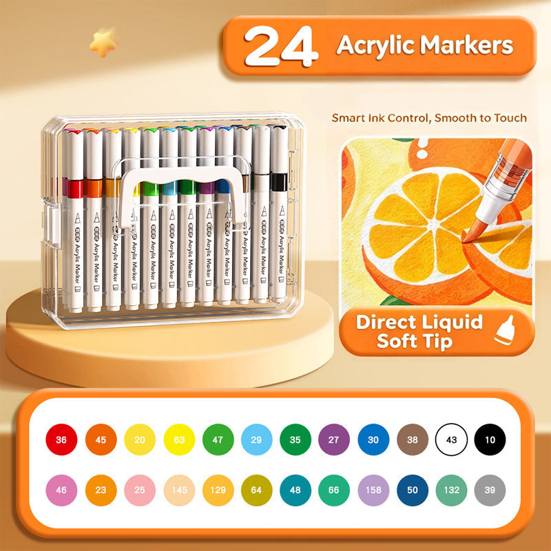 🎨✨ Soft Brush Tip Acrylic Markers – Vibrant Colors for Creative Projects