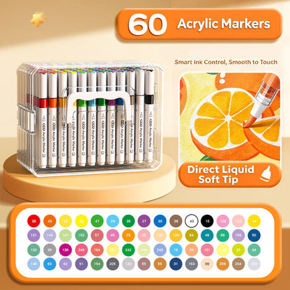 🎨✨ Soft Brush Tip Acrylic Markers – Vibrant Colors for Creative Projects
