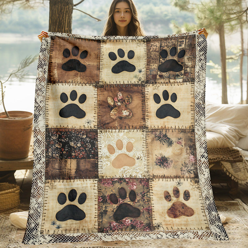 Cute Paw Print Soft Flannel Blanket