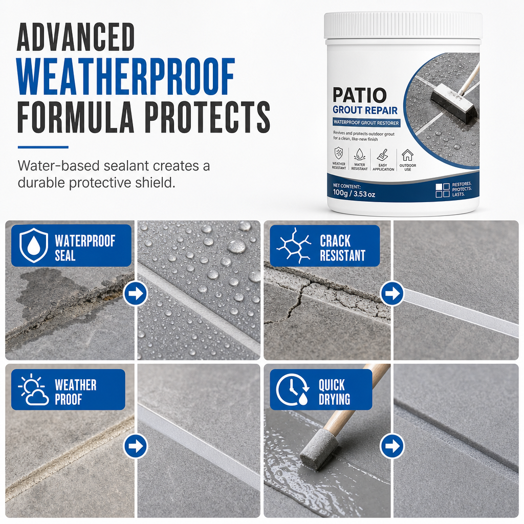 🥳2026 HOT SALE🥳💞50K+ SOLD! 🧱☔ 50% OFF! Water-Based Tile Grout – weather-resistant, quick-drying, fills patio & walkway joints. Stops weeds & cracks, keeps outdoor tiles sealed! 🛡️✅