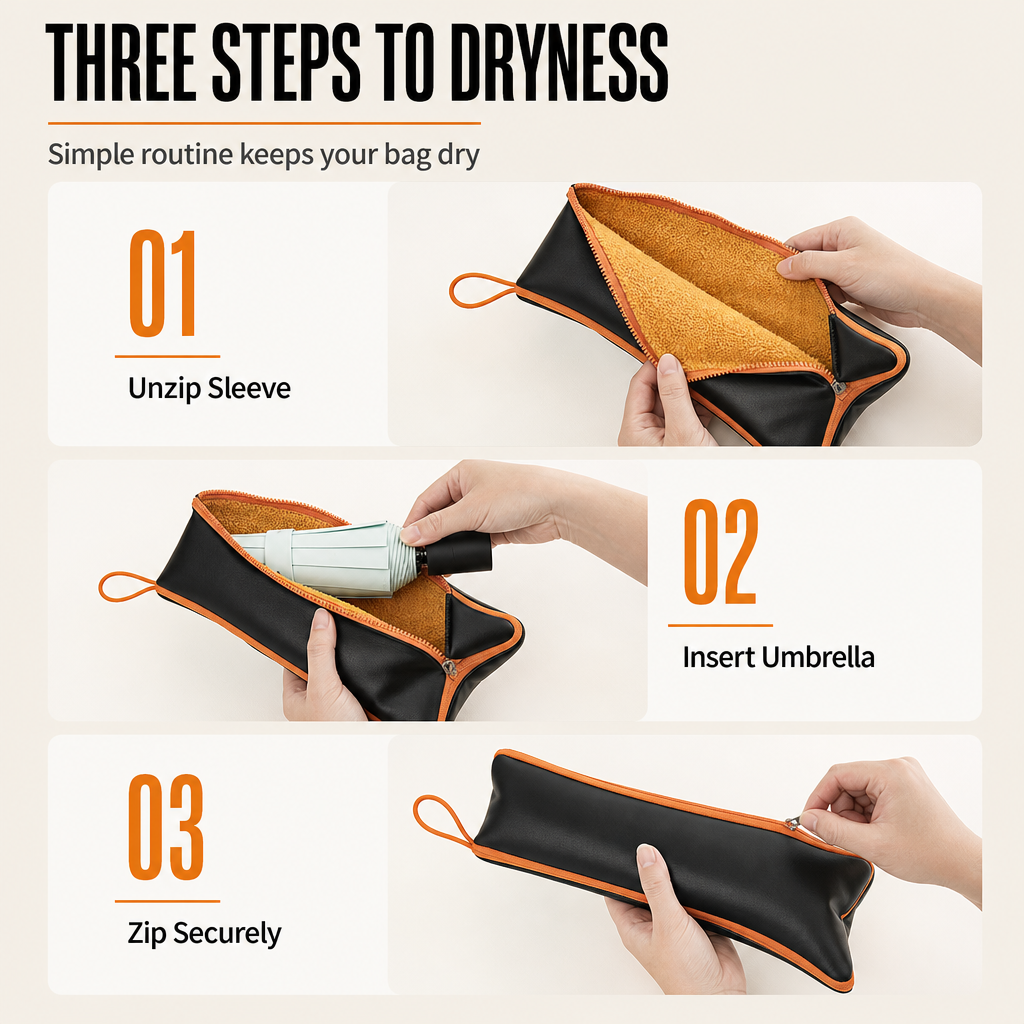 ☔ Absorbent Folding Umbrella Storage Sleeve