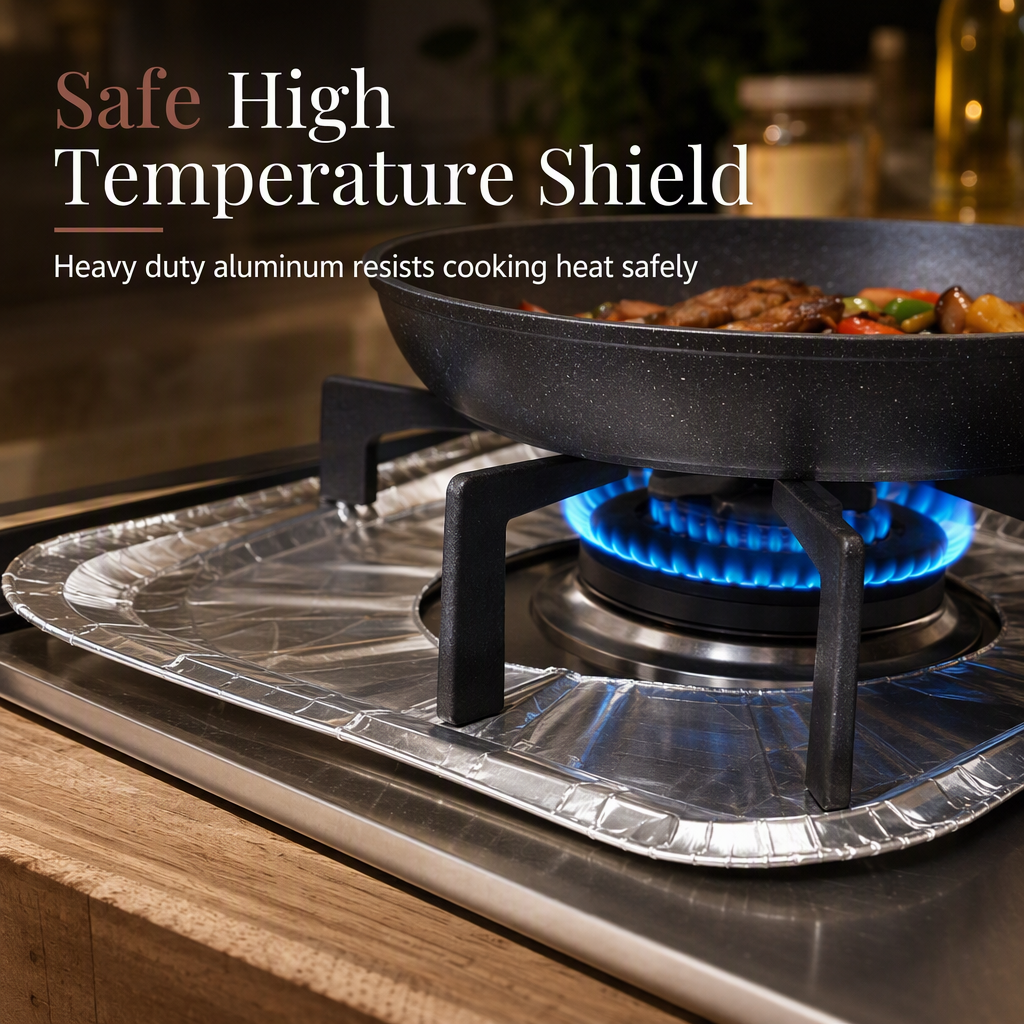 ⏳ Limited-Time Offer! ⏰ 10-Pack Heavy-Duty Foil Gas Stove Burner Liners – Keep Your Hob Clean & Protected with Deep Well Spill Capture 🍳
