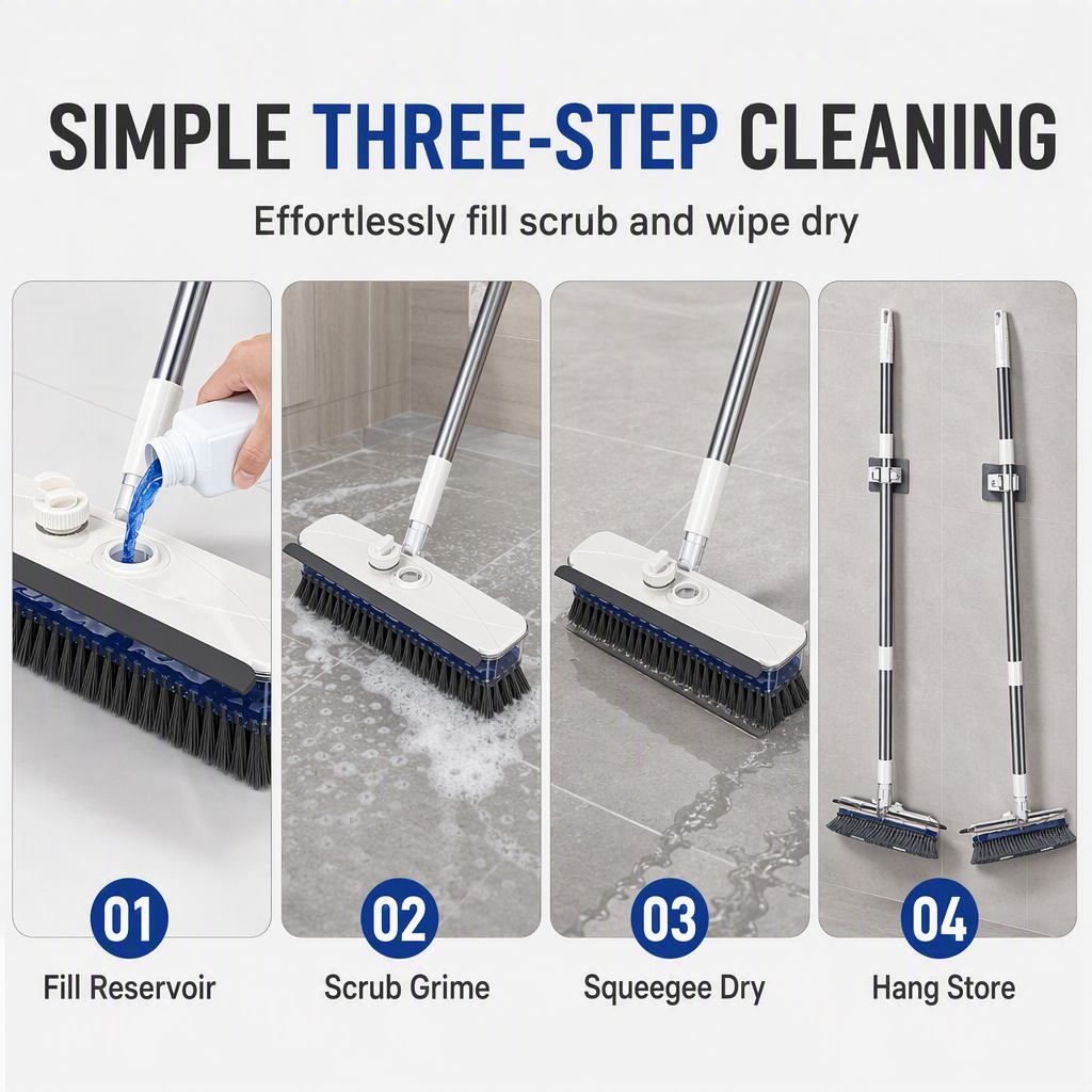 ⏳🔥LIMITED-TIME 50% OFF! ⏰✨ 4-in-1 Liquid Dispensing Floor Brush 🧹💪