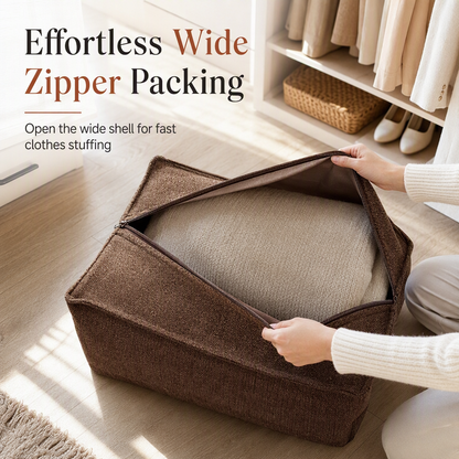 ⏰Storage Stool Cover: Fill with Clothes, 100kg Support, Wide Zipper, Washable, 45x45x23cm
