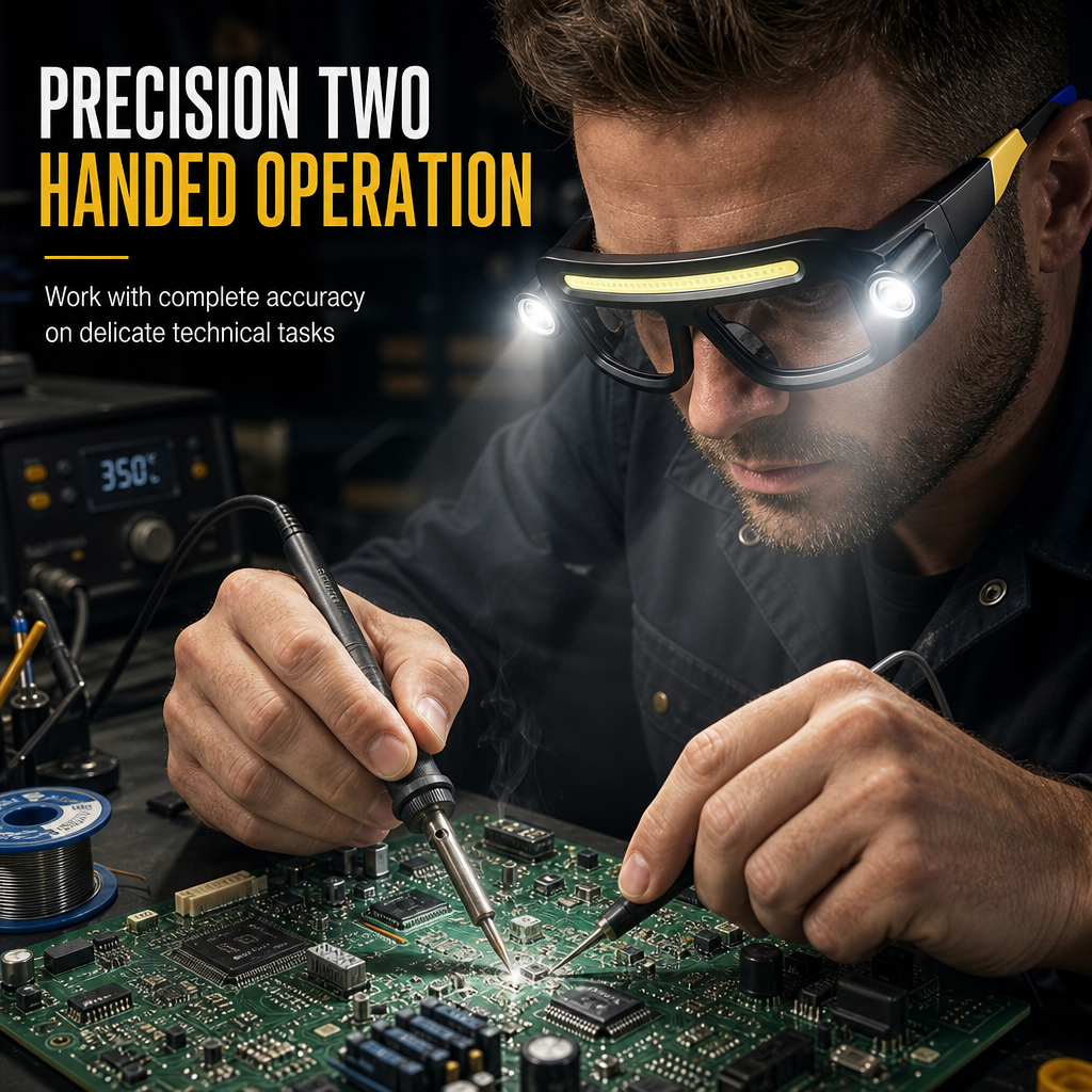 💡Rechargeable LED Headlamp Glasses – Hand-Wave Sensor🔧