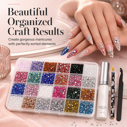 24-Grid Nail Art Rhinestone Set
