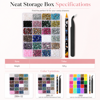 24-Grid Nail Art Rhinestone Set