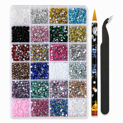 24-Grid Nail Art Rhinestone Set