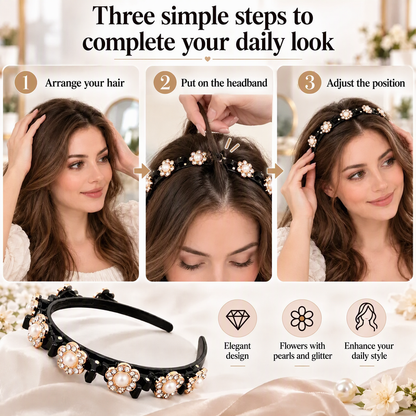 Vintage-Style Headband with a Pearl Topper