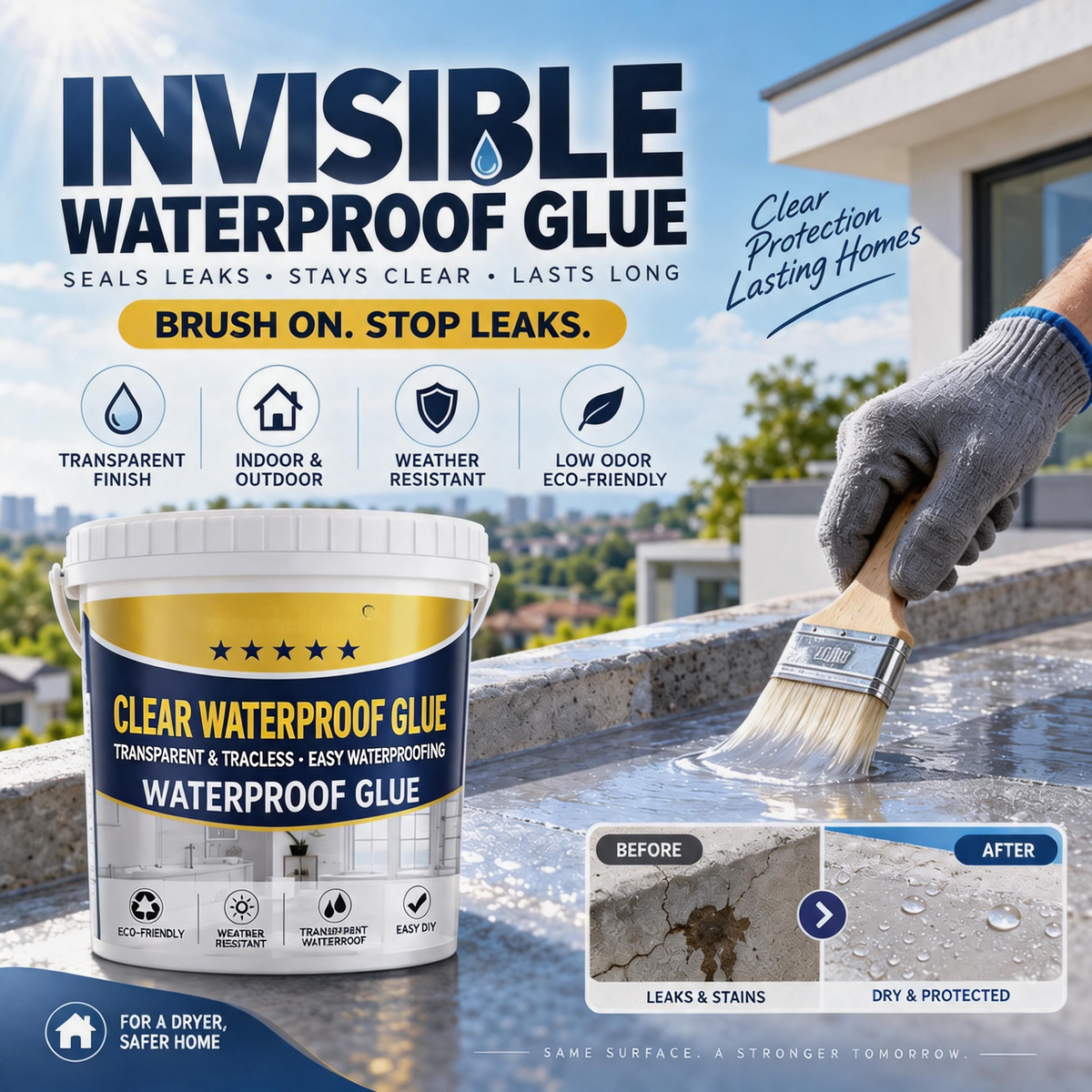 Transparent Waterproof Repair Sealant with Brush – product image